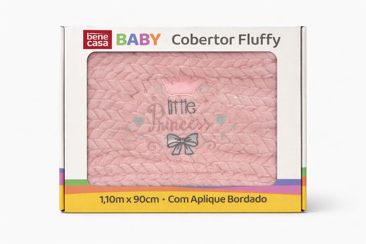Manta de bebê Fluffy - Com aplique bordado